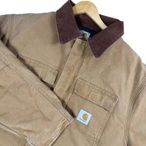 Vintage Carhartt Mens Firm Duck‎ Insulated Work Coat Jacket Brown Men's size XXL